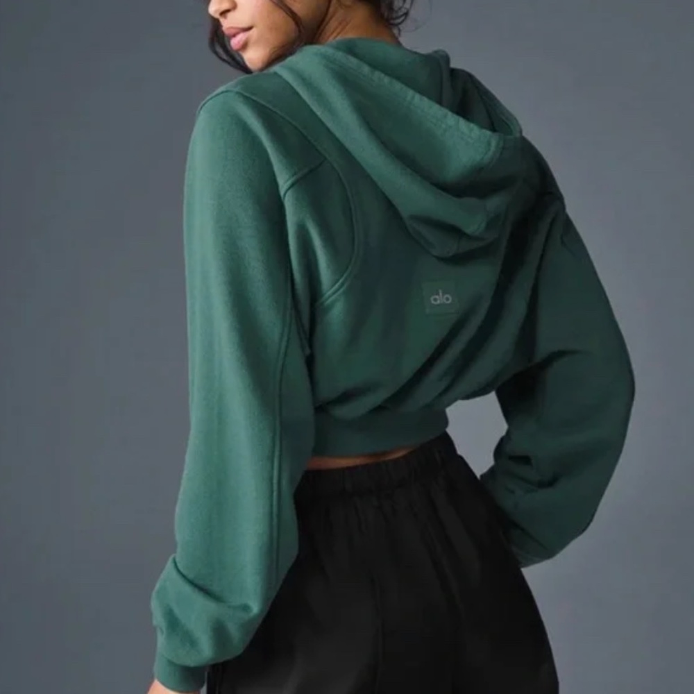 ALO Breakaway Zip Up Hoodie in Midnight Green size Medium